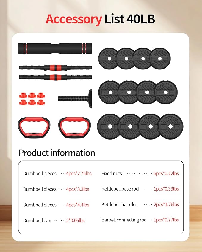 Adjustable Dumbbells,20/30/40/60/80lbs Free Weight Set with Connector, 4 in1 Dumbbells Set Used as Barbell/Kettlebells/Push up Stand, Fitness Workout Equipment for Home Gym for Youth,Women/Men