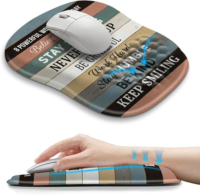 Hokafenle Ergonomic Wrist-Hugging Mouse Pad Wrist Support, U-Shaped Holding Wrist Rest Mousepad for Carpal Tunnel Pain Relief with Cushioned Memory Foam Slope Massage Bulge (10.2x8.3 in,Believe)