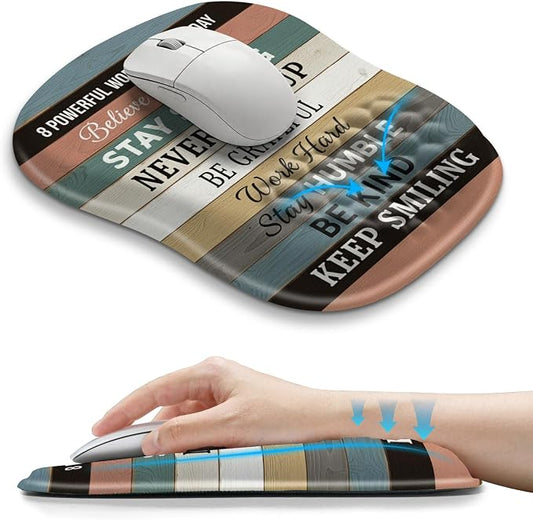 Hokafenle Ergonomic Wrist-Hugging Mouse Pad Wrist Support, U-Shaped Holding Wrist Rest Mousepad for Carpal Tunnel Pain Relief with Cushioned Memory Foam Slope Massage Bulge (10.2x8.3 in,Believe)