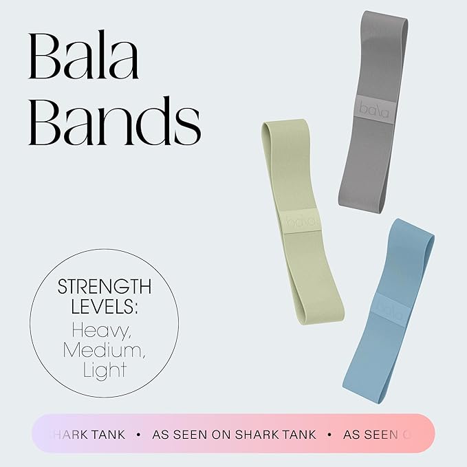 Bala Bands Resistance Bands, Non-Slip Fabric Exercise Bands | Non-Slip Ankle, Legs, Glutes & Booty Bands, Women & Men - Loop Workout Bands for Yoga, Pilates & Strength Training