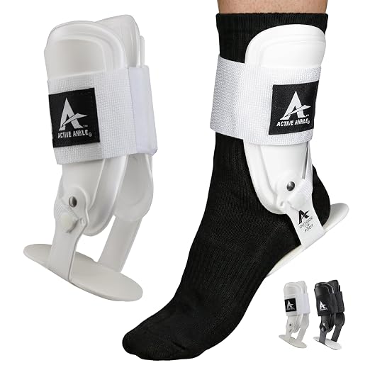 Cramer Active Ankle T2 Ankle Brace, Large, White, Rigid Support for Men 10-13 & Women 11-14 Shoe Size, Adjustable Brace for Sprains, Volleyball & Cheer, Lightweight EVA Padding,Fits Left or Right Foot