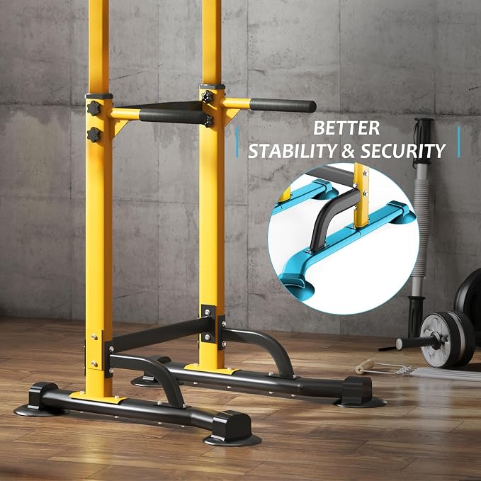 DlandHome Power Tower Pull Up Bar Dip Station,Adjustable Height Dip Stand | Multi-Function Fitness Equipment for Strength Training Home Gym,Stable Steel Frame for Pull Ups Dips Push Ups,Supports 330LBS