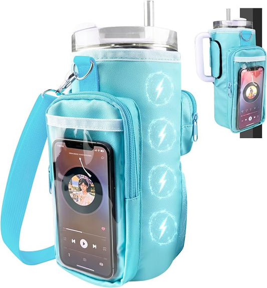 JACZZO Magnetic Gym Bag, Magnetic Water Bottle Holder for Stanley, Gym accessories, Gym Gifts for Women and Men (Blue, 40 OZ)