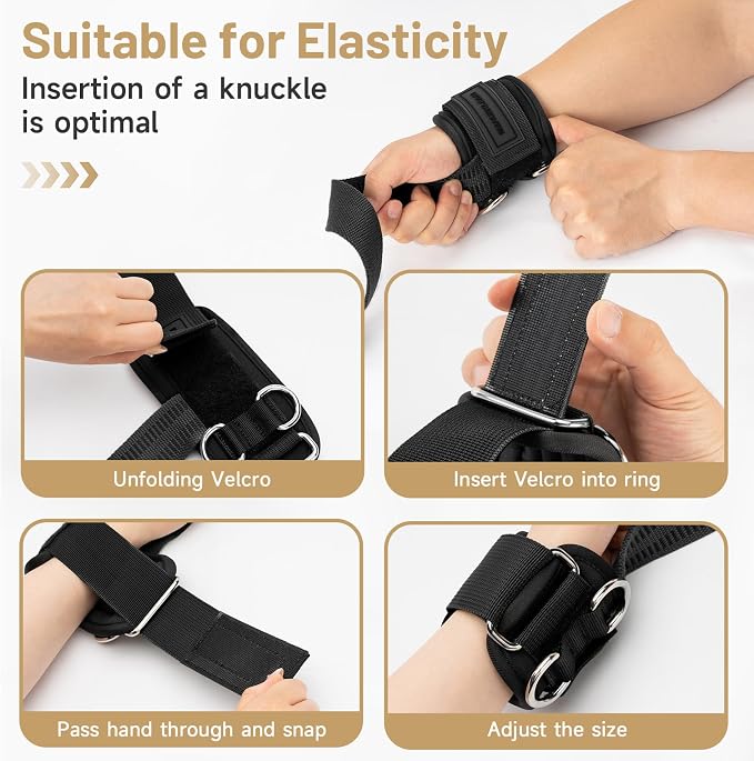 M MANUEKLEAR Wrist Straps for Weightlifting, Gym Lifting Straps with D Rings for Cable Machine,Weight Lifting Wrist Wraps for Men Women