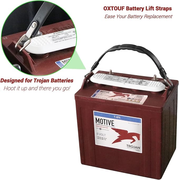 Golf Cart Battery Lifter - 2 PCS, Carry Strap for Trojan, Club Car, EZGO, Yamaha - Black or Orange
