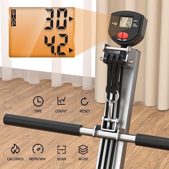 Rowing Machine, LUBBYGIM Magnetic Rower Machine, Foldable, LCD Display