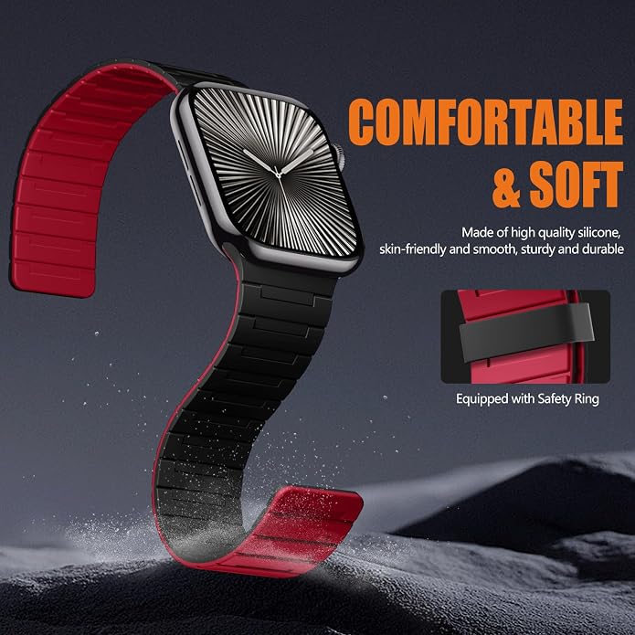 SNBLK Magnetic Watchband Compatible with Apple Watch for Men 44mm 45mm 46mm 49mm 42mm 41mm 40mm 38mm Women, Silicone Sport Strong Magnet Strap for iWatch Series 11 Ultra 3 Ultra 2 Se 10 9 8 7 6 5 4 1