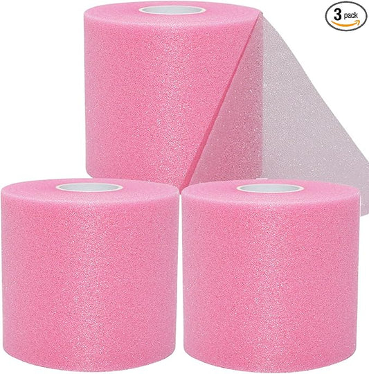 ADMITRY Pre Wrap Tape Athletic,3 Rolls X 22 Yards Pink Prewrap | Headbands for Hair,Foam Underwrap Sports Wrap