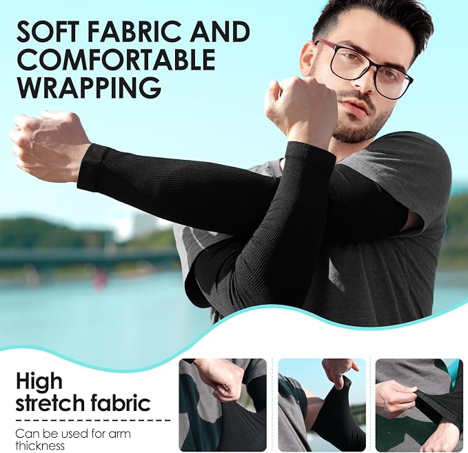 RHsia 4 Pairs UV Sun Protection Arm Sleeves for Men Women, Compression Cooling Sun Sleeves - Sports - Workouts - Tattoo Cover