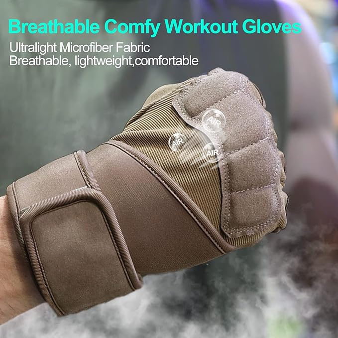 Workout Gloves for Men - Gym Weight Lifting Padded Gloves with Wrist Wrap Support, Full Palm Protection & Silicone Grip Gym Gloves, Exercise, Cross Training, Fitness, Pull-up