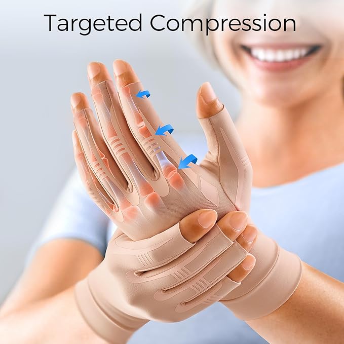 FREETOO All-Around Compression Arthritis Gloves for Women Men for Pain | Carpal Tunnel Relief,Hand Compression,Swelling,Trigger Finger,Edema;Crochet,Typing,Sleeping,Work,Gaming,Driving,Daily Use