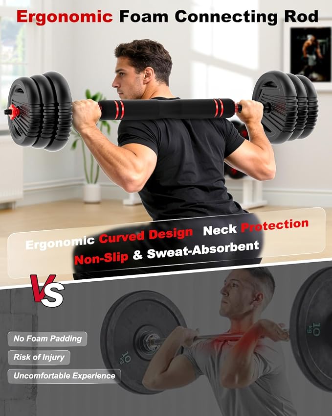 Adjustable Dumbbell set,20/30/45/70/90lbs Free Weight Set | 5 in1 Dumbbell Set with Connector,Used as Barbell,Kettlebells,Push up Stand,Fitness Exercises for Home Gym Suitable Men/Women