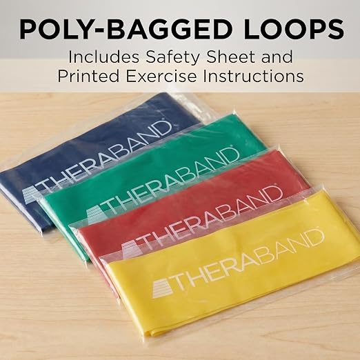 THERABAND Resistance Band Loop Set, Exercise, Workout, Physical Therapy | Elastic resistance band for exercise, strength training, stretching and physical therapy - ideal for home workouts