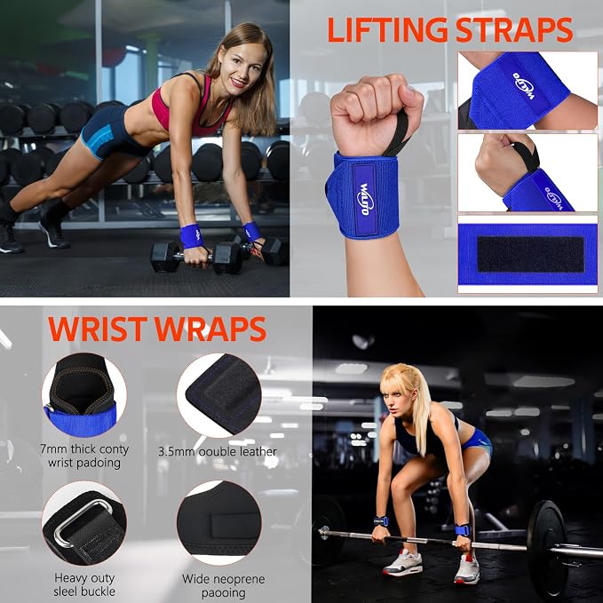 WALITO 8Pcs Barbell Pad Set for Hip Thrust - Squat Pad,Gym Accessories for Women with Bar Bad,Bench Press, with Gym Ankle Straps,Resistance Bands for Working Out,Lifting Strap,Carry Bag