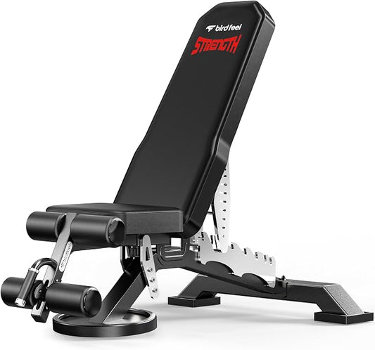 Adjustable Weight Bench, 1800LBS Heavy Duty Workout Bench for Home Gym | Commercial Strength Training Bench with Removable Leg Holder, Supports Full Body Workouts with Flat Incline Decline Sit Up