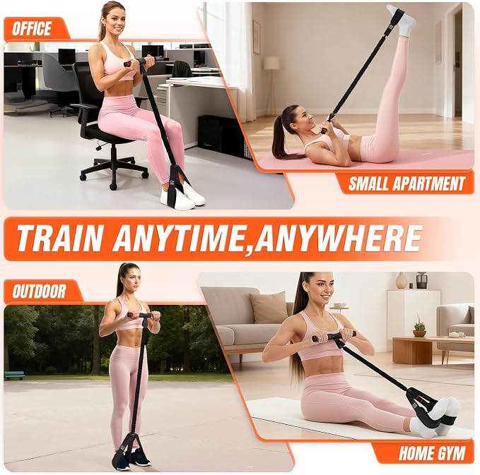 Pedal Resistance Bands with Handles, Upgrade Women Exercise Bands for Full Body Training, Core, ABS, Legs, Glutes, Arms, Pilates, Physical Therapy, Strength, Sit Up Equipment for Home Workout