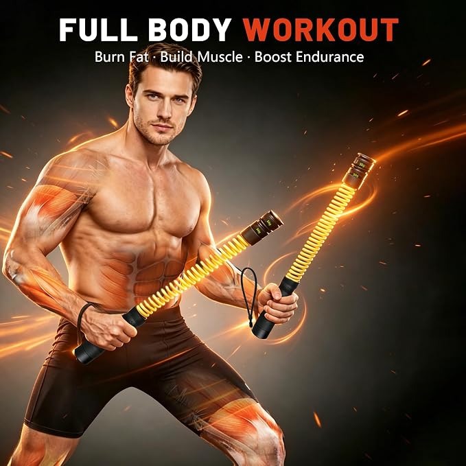 Cordless Battle Ropes with Adjustable Weights Blocks, Portable Ropeless Workout Equipment for Home Gym, Full Body Strength & HIIT Training, Cardio Exercise Rope with Gloves & Storage Bag