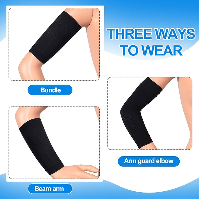 SATINIOR 8 Pairs Sun Protection Cooling Arm Sleeves Upper Compression Sleeve Plus Size Slimming Arm Shaper Wrap for Women