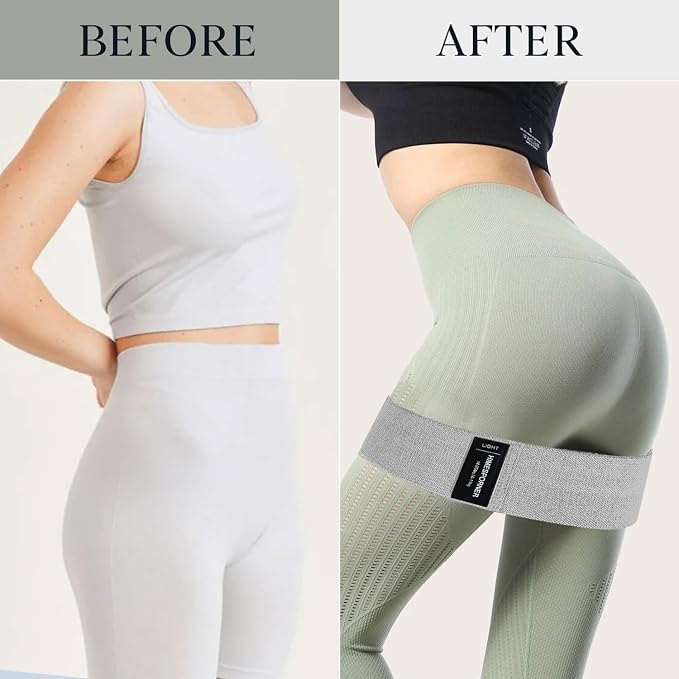 HIMESPORNER Wide Fabric Resistance Bands for Working Out 3 Level | Non-Slip Exercise Booty Bands for Women Men Leg Glutes with Hair Ties and Tape Measure - for Home Gym Workout, Yoga, Pilates