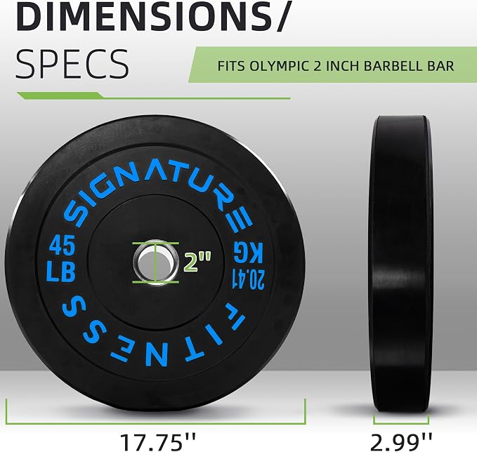 Fitvids 2-Inch Olympic Rubber Weight Plates Pair, Bumper Plates for Strength Training, multiple options