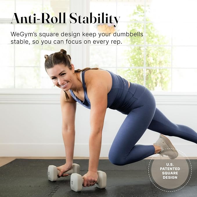 WeGym Square Dumbbells for Home Gym, Hand Weights for Strength Training