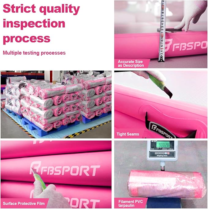 FBSPORT Inflatable Air Gymnastics Mat Training Mats 4/8 inches Thickness Gymnastics Tracks for Home Use/Training/Cheerleading/Yoga/Water with Pump