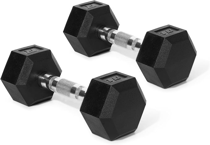 RitFit 5-650 LBS PVC Hex Dumbbell Sets with Optional Rack for Home Gym | PVC Coated Anti-Roll Hex Design, Chrome Handle with Ergonomic Grip, Full Body Strength Training with Optional Rack