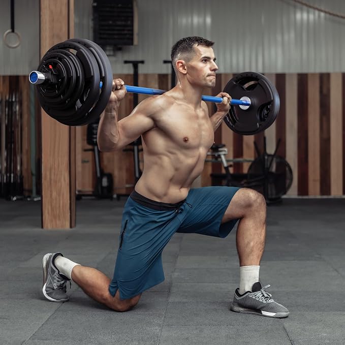 RitFit Barbell Weight Set - 4/6FT Olympic Barbell with Weight Plates (55-115LB Total) - Weightlifting Equipment for Squats, Curls, Deadlifts, Presses, Hip Thrusts