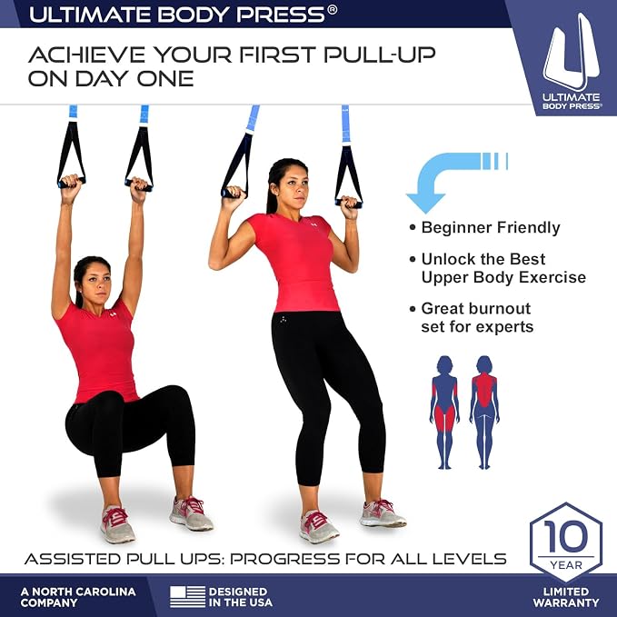 Ceiling Mount Pull Up Bar with 48” Straight Bar and 14” Risers, Fits 16” and 24” Joist by Ultimate Body Press