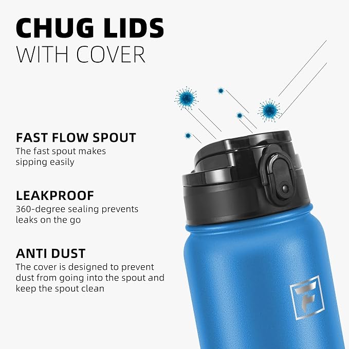 Fanhaw 20 oz Insulated Stainless Steel Water Bottle with Anti-Dust Chug Lid, Leakproof Vacuum Metal Everyday Use Bottle for Kids, Teens & Adults, Back to School Essentials (Sky Blue)