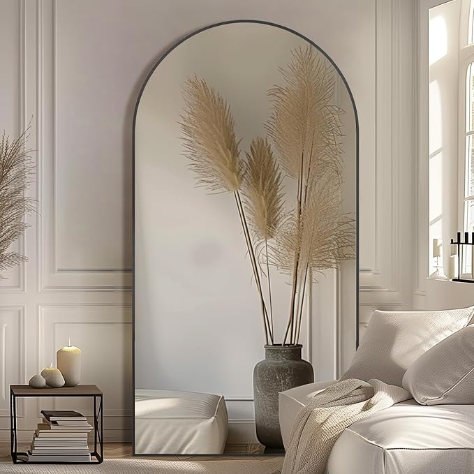 LFT HUIMEI2Y 76"x34" Arch Full Length Mirror, Black Floor Mirror | Tempered Oversized Mirror Full Body with Aluminum Alloy Frame; Standing, Leaning, or Wall Mount for Bedroom, Living Room
