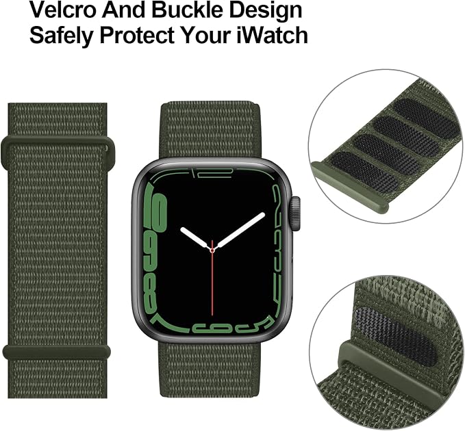 Sport Loop Band Nylon Women Men Stretchy Elastic Braided Wristband | Nylon Sport Loop Wristband Compatible with Apple Watch Ultra 2 38/40/41/42/44/45/46/49mm For iWatch Series 1-11 SE