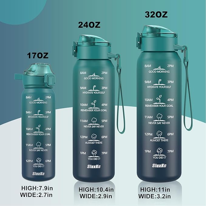 SLUXKE Insulated water bottle with Straw and Chug Lids, 18/10 Stainless Steel 24oz Water Bottle BPA Free, Double Wall Vacuum Wide Mouth Insulated Water Bottle for Men, Women & Kids BLUE BLUE