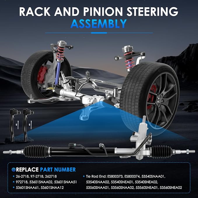 26-2718 Hydraulic Power Steering Rack and Pinion Fit for Honda Civic 2006-2010 1.8L Automotive Replacement Rack & Pinion Assembly with Outer Tie Rod Ends Kit 53560SNAA01 53601SNAA61 ES800240