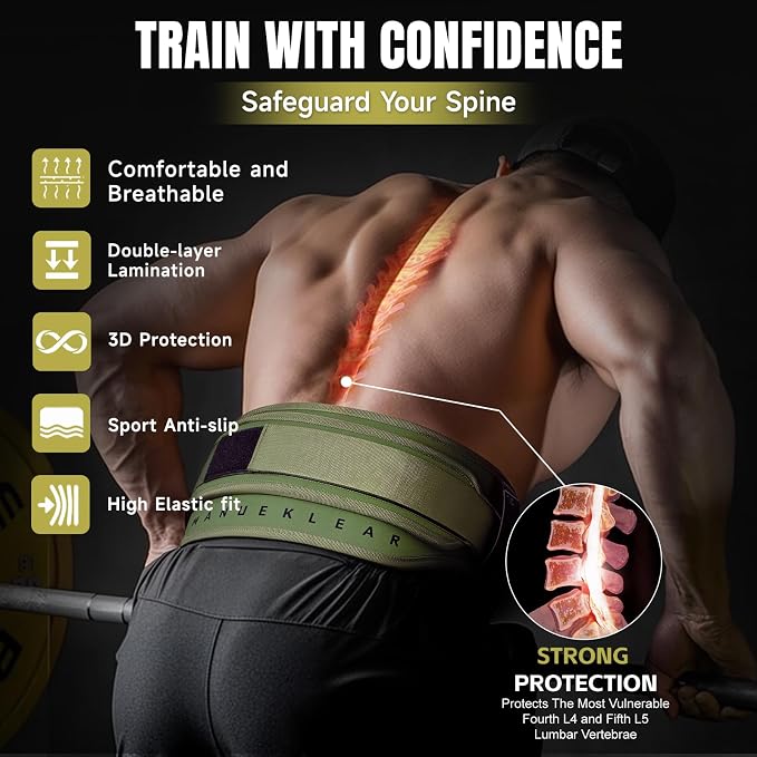 MANUEKLEAR 2-in-1 Weightlifting Belt & Dip Belt with 36.7 IN Rope, Double-Layer Weight Lifting Belts, Powerlifting Gym Weighted Belt for Pull Up Squat
