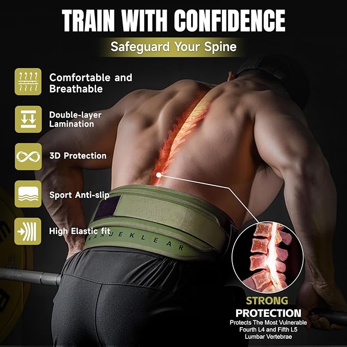 MANUEKLEAR 2-in-1 Weightlifting Belt & Dip Belt with 36.7 IN Rope, Double-Layer Weight Lifting Belts, Powerlifting Gym Weighted Belt for Pull Up Squat