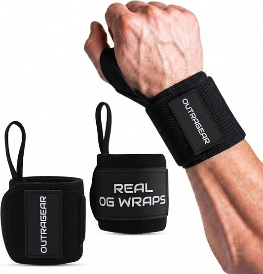 18" OG-Grade Wrist Wraps for Weightlifting – Heavy Duty Wrist Support with Thumb Loop & Lockdown Strap – Wrist Straps for Powerlifting, Bench Press & Gym Training
