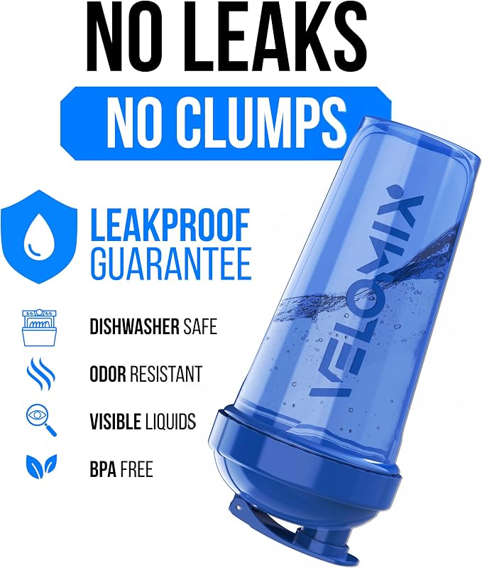 VELOMIX 6 Pack 28oz Protein Shaker Bottle for Protein Mixes, Elemental Mix | 6x Wire Whisk, Leak Proof Shaker Cups for Protein Shakes, Stackable, Dishwasher Safe, BPA Free, Pre Workout and Gym Ready