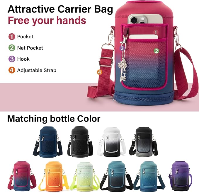 DYSANKY Gallon Insulated Water Bottle with Portable Carrier Bag for Outdoor