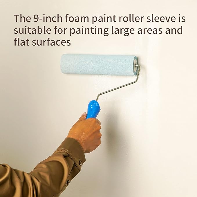 Voomey 9 Inch Foam Paint Roller 3 Pack, High Density Sponge Paint Rollers | for Smooth Wall and Furniture Finishing, Reusable Paint Tools for Home DIY and Professional Use