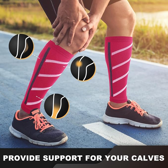 Junely 3 Pairs Calf Compression Sleeve for Men and Women | Running Athletic Nurses Work Support Travel Flight Sports