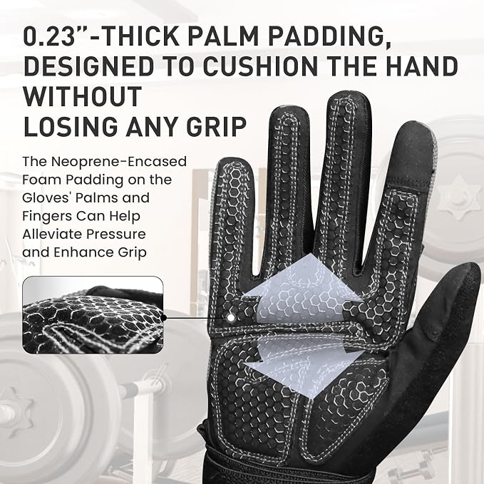 FINGER TEN Weightlifting Workout Gloves Men | Full Half Finger, Wrist Strap Support, Padded Grip, Weight Lifting Gym Fitness