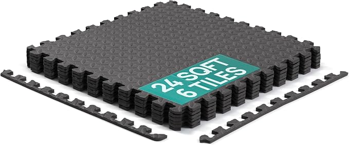 Yes4All 24SQFT-120SQFT Puzzle Exercise Mat for Home Gym, EVA Interlocking Foam Floor Tiles with Border for Workout Equipment