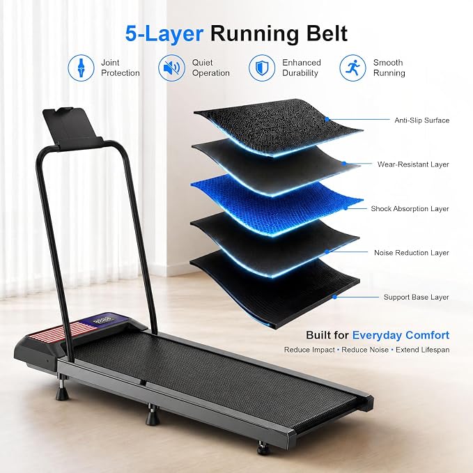 Walking Treadmill Pad with 0-8% Incline,2.5HP Walking Treadmill Mat for Home & Office,Portable Treadmill with Handle Bar