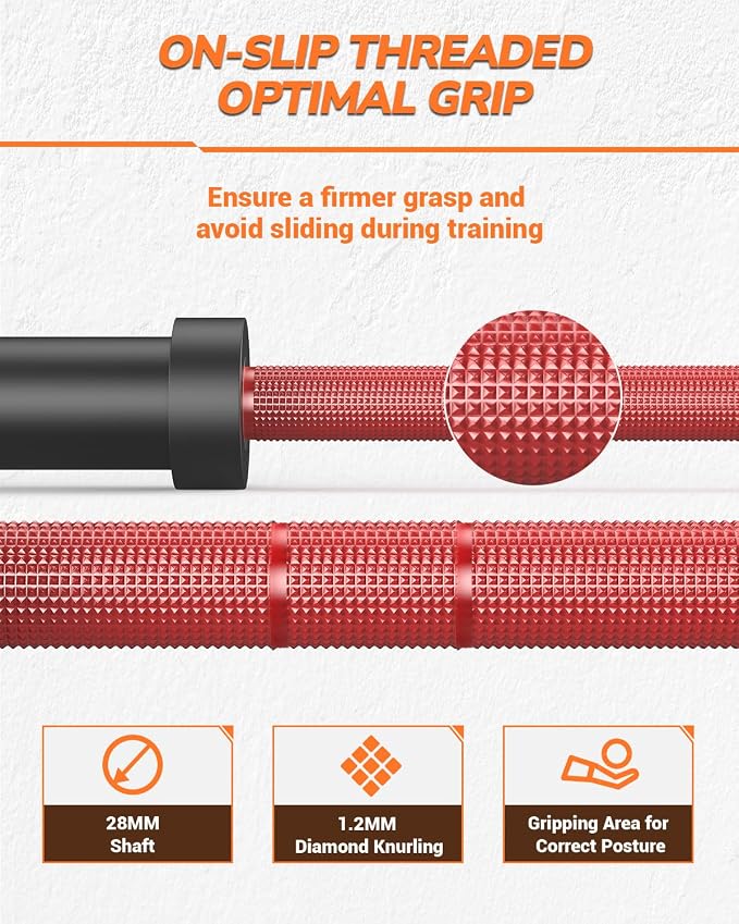 7ft Olympic Barbell for Home Gym, 45lb 2" Weight Bar for Deadlift Weightlifting, Bar, 1000 Lb High-Capacity, Hard Chrome, Knurled Grip, Strength Training Bench Press Squat Presses, Rows, Curl