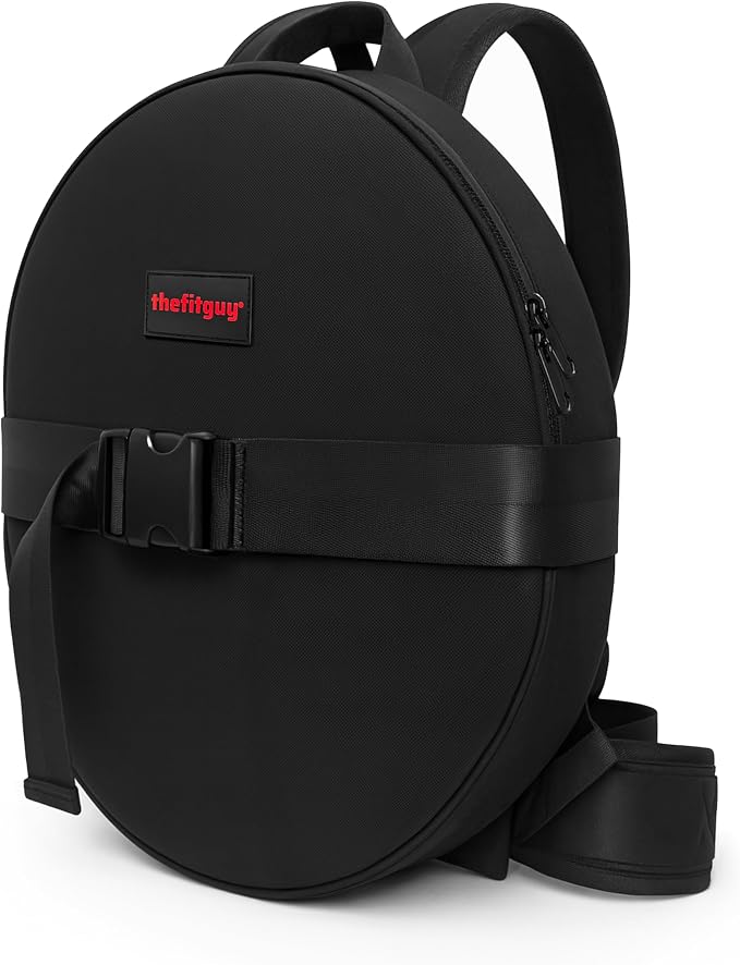 THEFITGUY Weighted Backpack for Gym Plate - for Pushups, Pullups, Squats | Fits Up to 17.5” Diameter, 2.5” Thick Plate, Wear on Back or Front, Padded Straps & Secure Buckles - For Home & Gym
