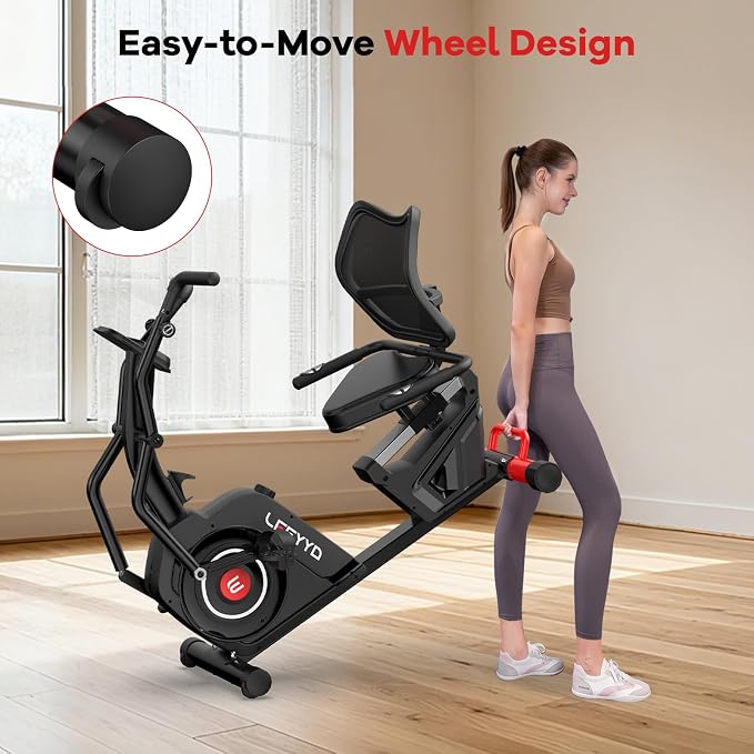 Recumbent Exercise Bike for Home, Stationary Bike with Arm Exerciser | 16-Level Magnetic Resistance, 450LBS Capacity, Bluetooth App, LCD Monitor,Heart Rate, Low-Impact Cardio & Physical Therapy
