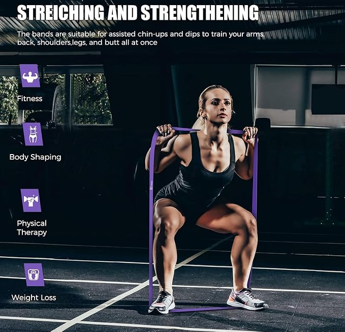 VEICK Pull Up Assist Resistance Bands for Home Gym | 100% Natural Latex, Non Slip Leather Texture, Space Saving, Versatile for Full Body Training, Home Gym