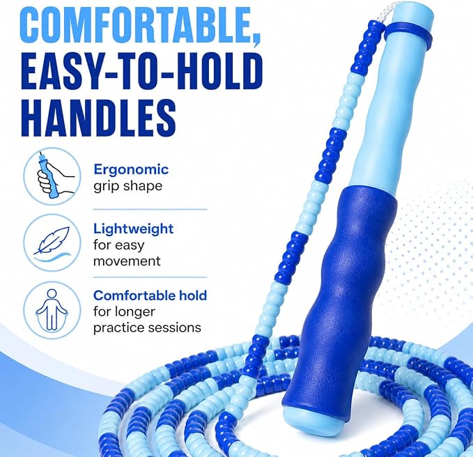 Jump Rope for Kids, Beaded Jumping Rope for 8-12, 9Ft Adjustable Skipping Rope with Soft Beaded, Tangle-Free Jumprope for Girls Boys, Students Outdoor Fitness Exercise