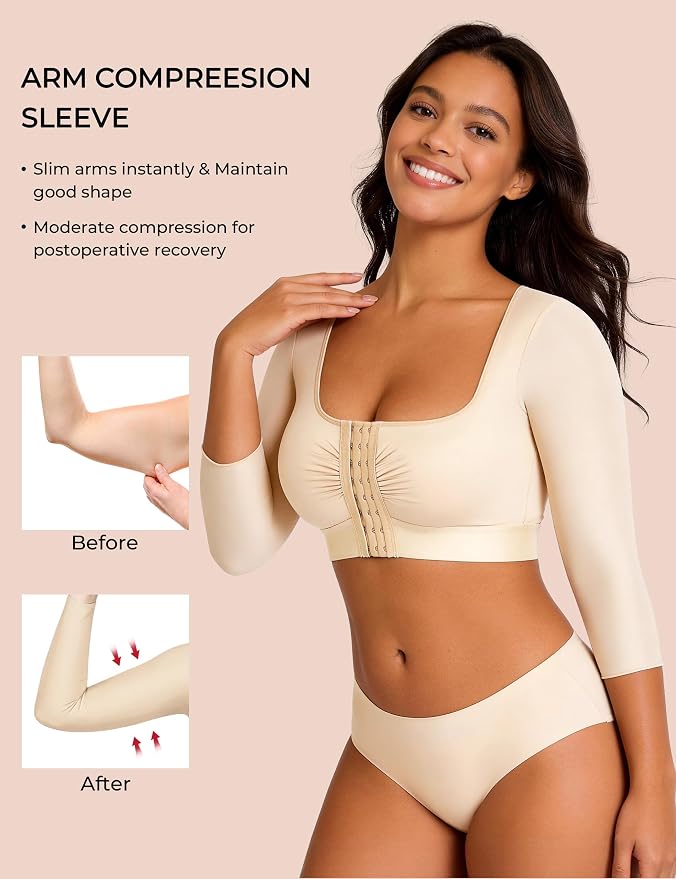 Arm Compression Sleeves for Women Post Surgery Front Closure Bra Slimming Arm Lipo Shapewear Top